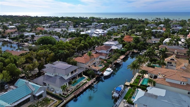 bird's eye view featuring a water view