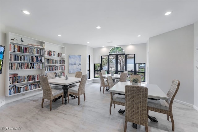 dining area with light wood-type flooring