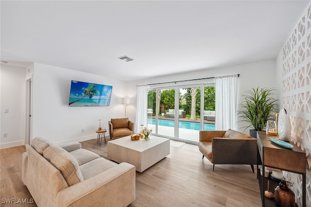 living room featuring light hardwood / wood-style flooring