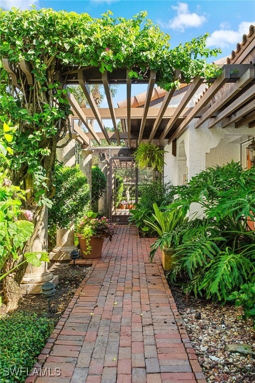 view of patio with a pergola