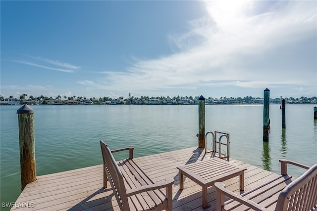 dock area featuring a water view