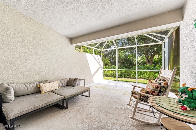 view of patio / terrace featuring a lanai