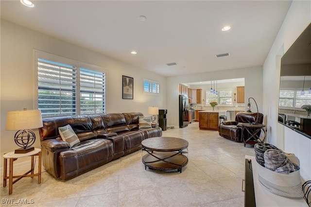 view of tiled living room