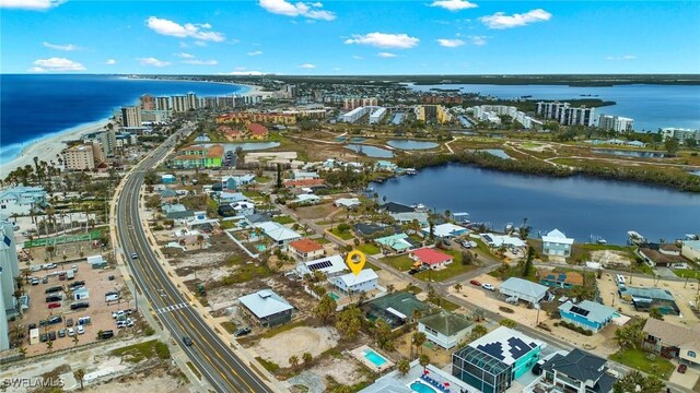 bird's eye view featuring a water view