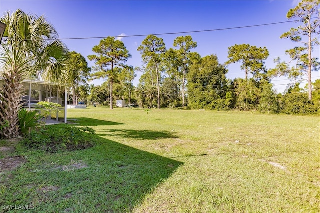 view of yard with a sunroom