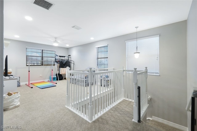 4119 Zelkova Ct, Naples, FL 34119 - workout room featuring carpet floors, baseboards, a ceiling fan, healthy amount of natural light, and recessed lighting