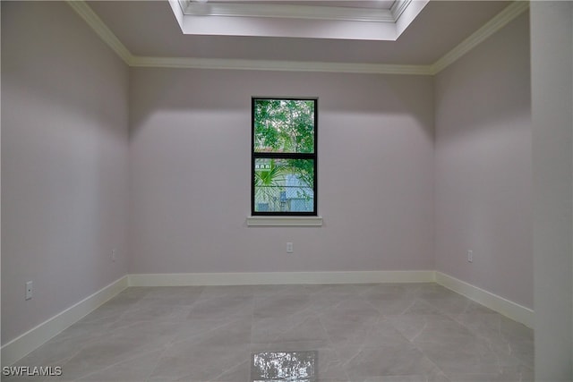 unfurnished room with ornamental molding