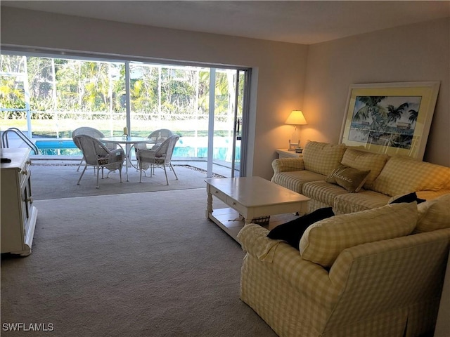 living room with carpet flooring