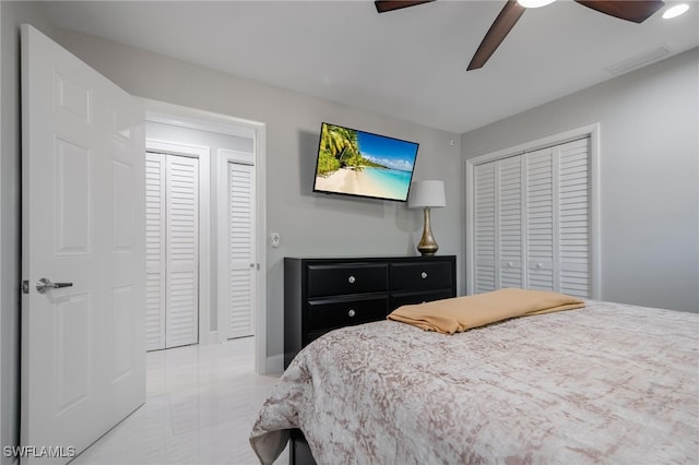 bedroom featuring ceiling fan