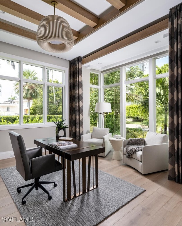 3131 Gin Ln, Naples, FL 34102 - home office with light wood-style floors