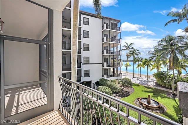 balcony with a water view