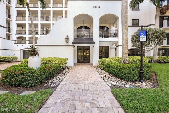 view of exterior entry with french doors