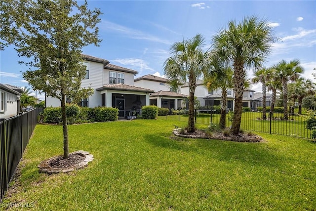 view of yard featuring a fenced backyard