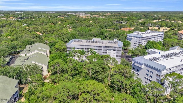 bird's eye view featuring a view of trees