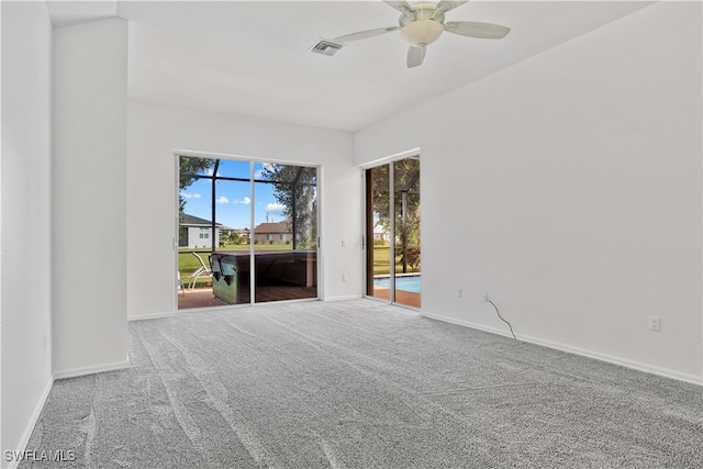 interior space featuring ceiling fan