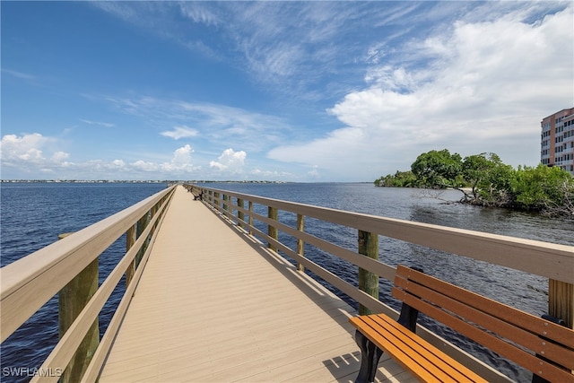 view of dock featuring a water view