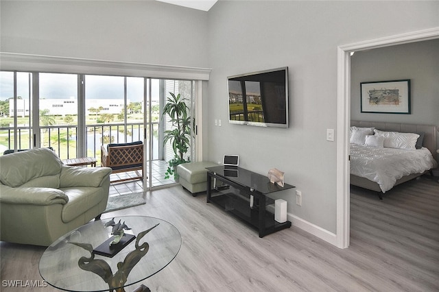 living room featuring light hardwood / wood-style flooring