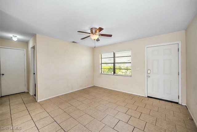 spare room featuring ceiling fan