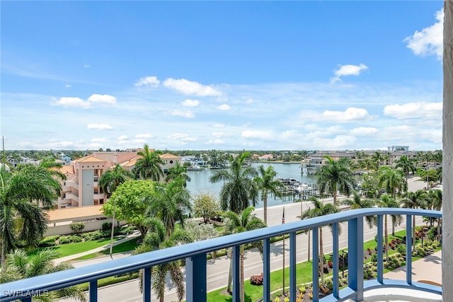 balcony with a water view