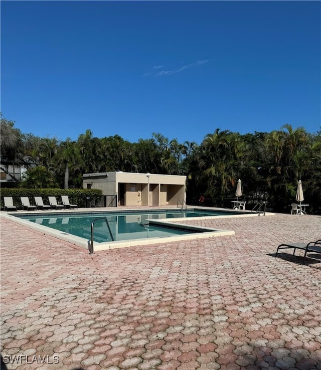 view of pool featuring a patio area