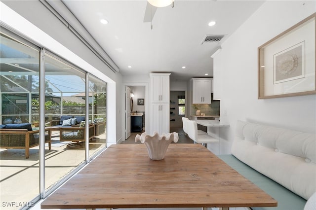 living room with ceiling fan