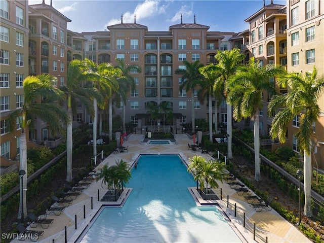 view of pool featuring a patio area