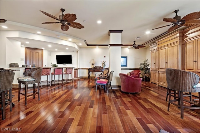 interior space with dark hardwood / wood-style flooring