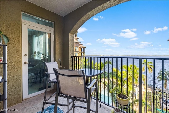 balcony with a water view