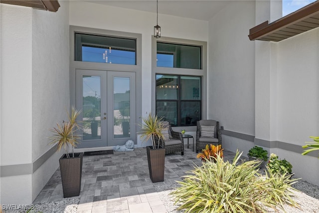 doorway to property featuring french doors