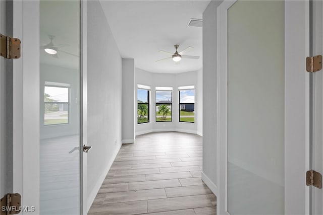 corridor featuring light hardwood / wood-style flooring and a wealth of natural light