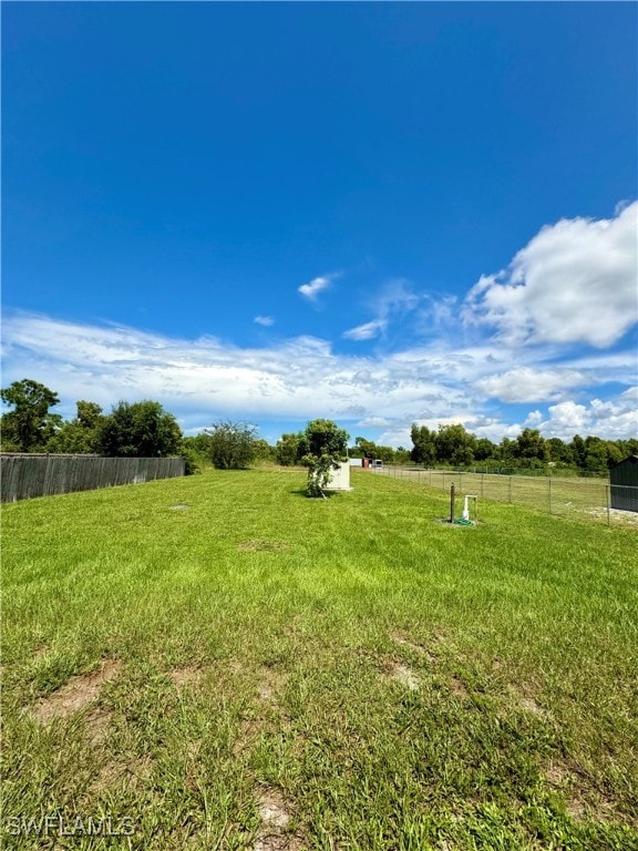 view of yard with a rural view