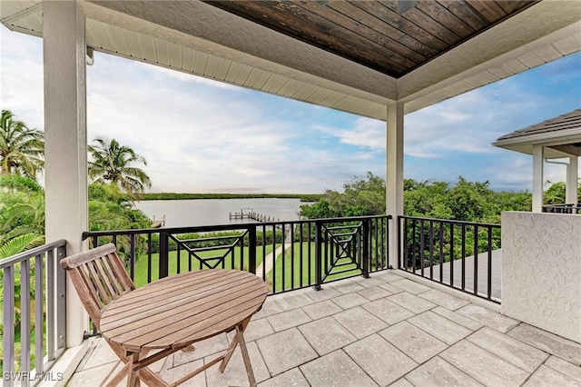 balcony with a water view