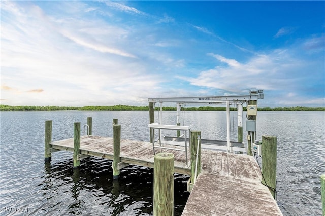 dock area featuring a water view