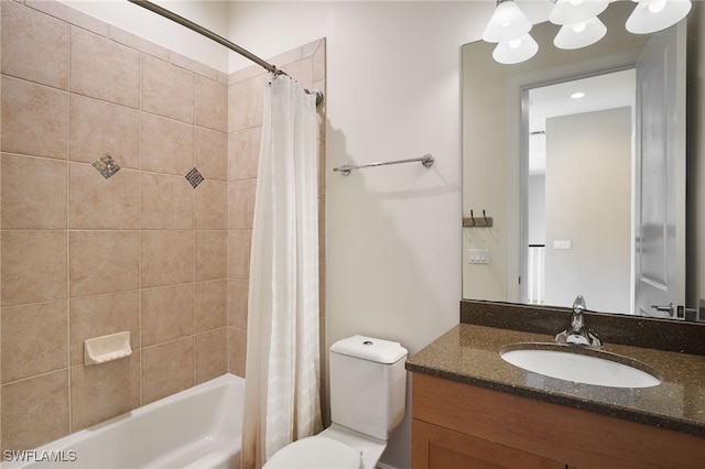 full bathroom featuring vanity, toilet, and shower / bath combo