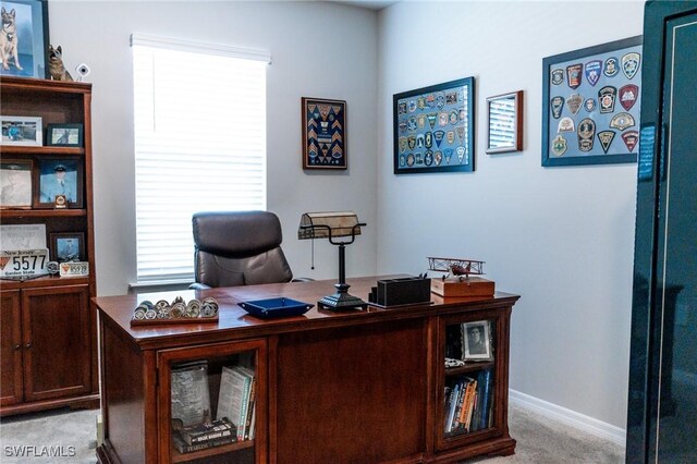 view of carpeted office space