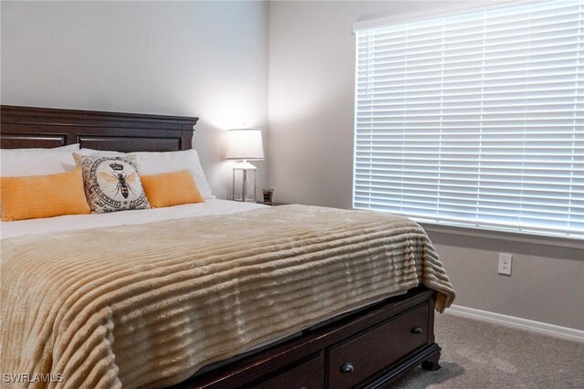 carpeted bedroom featuring multiple windows