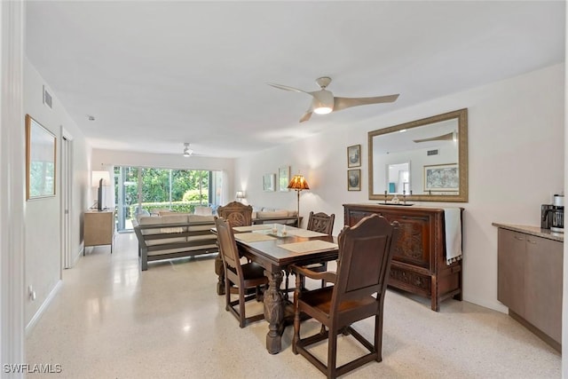 dining area featuring ceiling fan