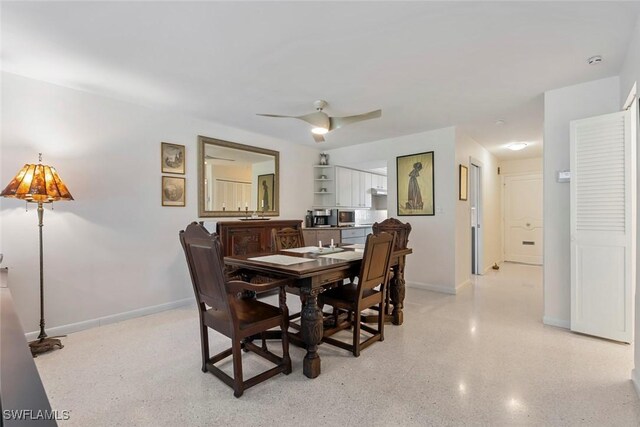 dining room with ceiling fan