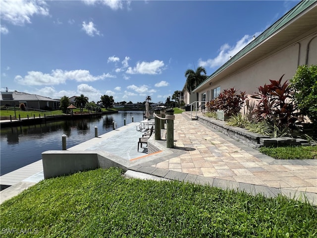 dock area featuring a water view