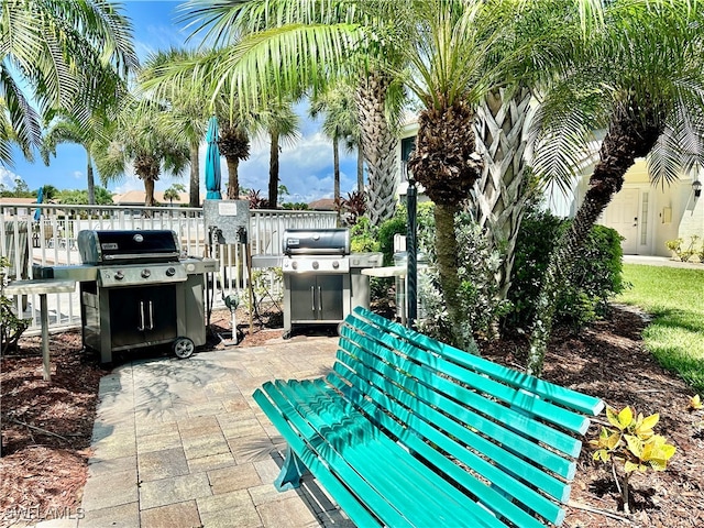 view of patio with a grill