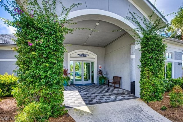 doorway to property with french doors