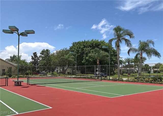 view of tennis court with basketball court