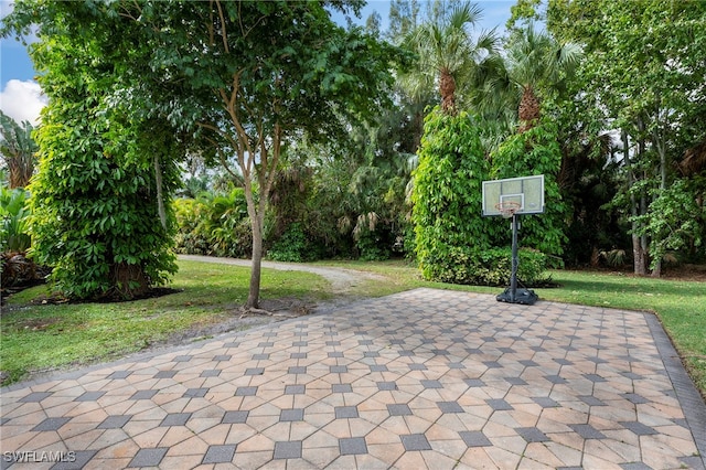 view of patio featuring basketball court