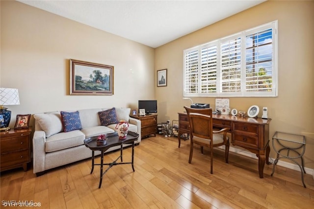 office with light hardwood / wood-style floors