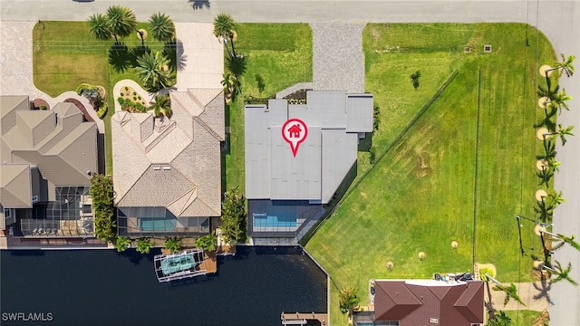 bird's eye view featuring a water view