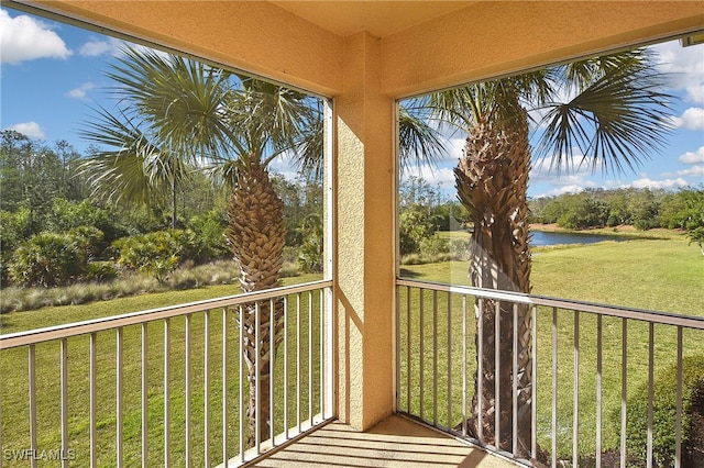 balcony with a water view