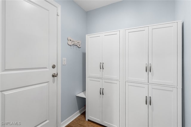 mudroom with hardwood / wood-style floors