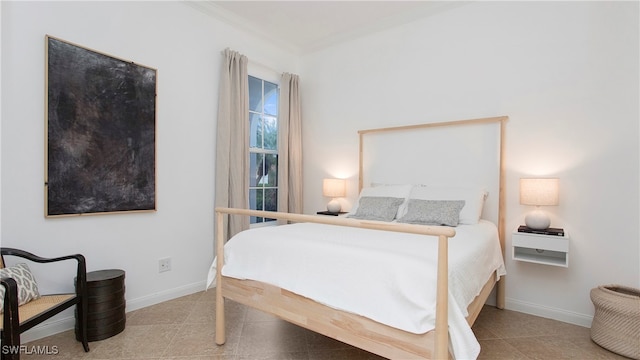 bedroom featuring ornamental molding