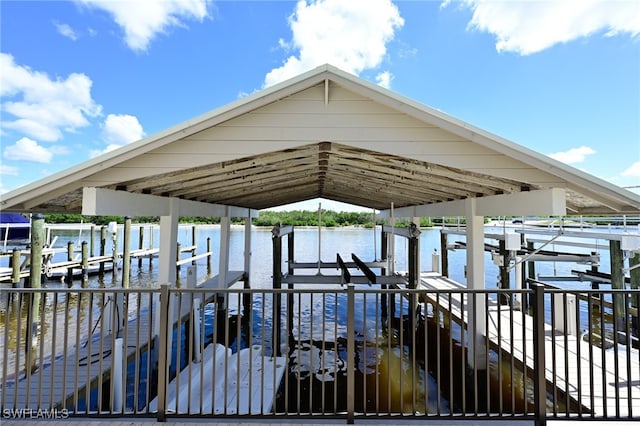 view of dock featuring a water view