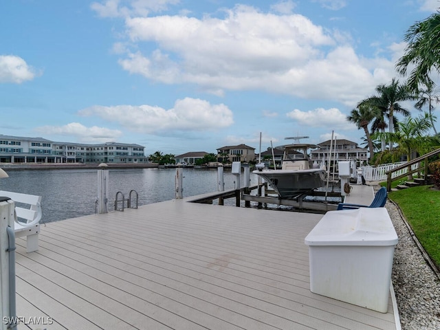 dock area featuring a water view